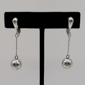 SARAH COVENTRY Silver-Tone Chain & Ball Dangle Drop Clip-On Earrings